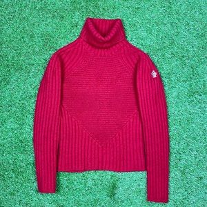 Vintage Women’s Moncler Grenoble Maglione Tricot Ciclista Red Turtleneck size S